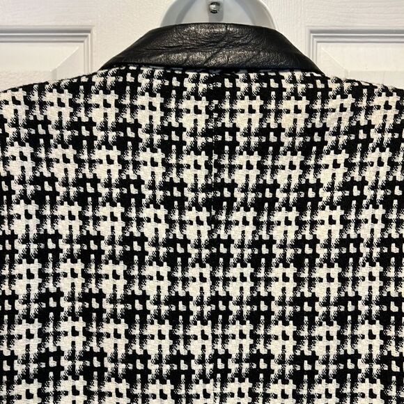 Sterling Stall Sport‎ Wool Blend Leather Collar Black/White Blazer Size 14P - Picture 11 of 16